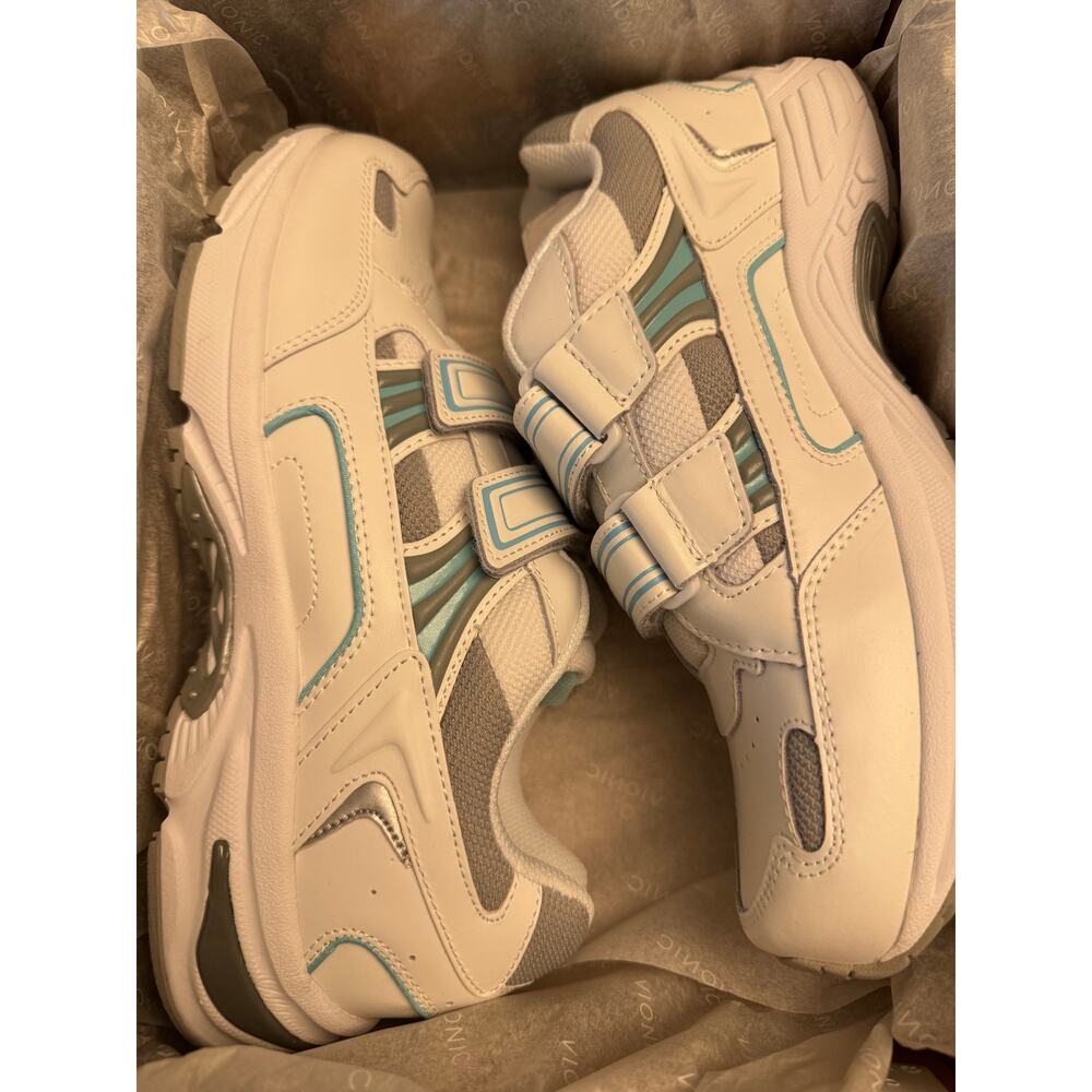 Vionic tabi walker women's size 9 shoes white blue dual hook & loop straps NIB